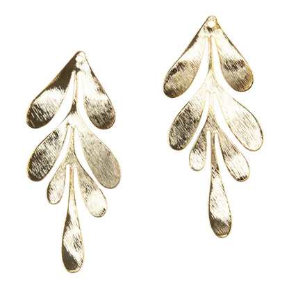 Brass Pendants - Big Leaf - 18k Gold Plated - Pkg/2