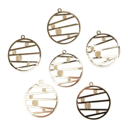 Brass Pendants - Round Planet - Pkg/6