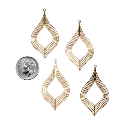 Brass Pendants - Fancy Drop - Pkg/4 with dime
