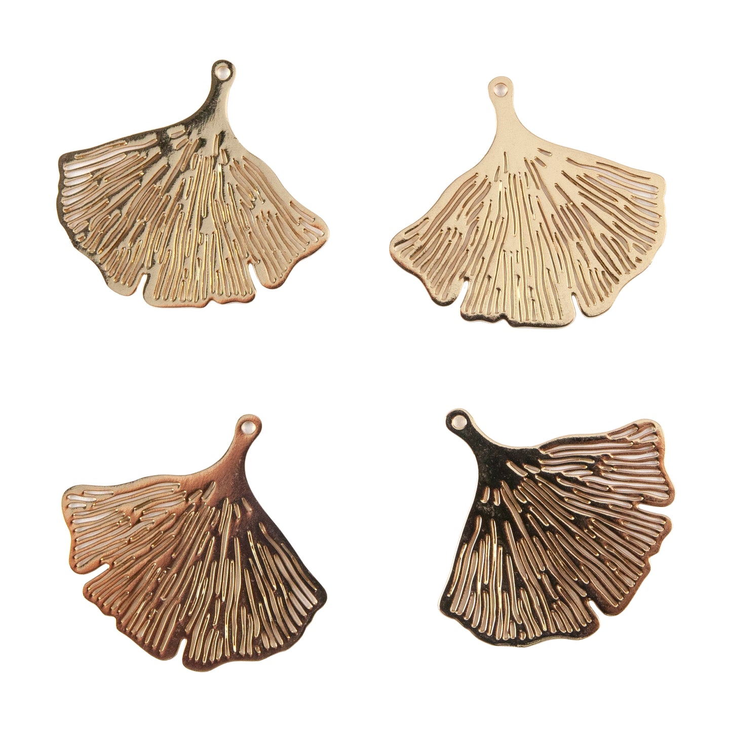 Brass Pendants - Ginkgo Leaf - Pkg/4