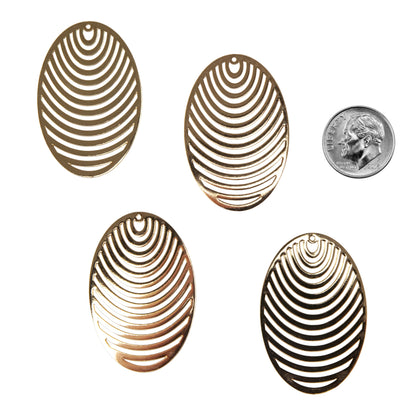 Brass Pendants - Ovals - Pkg/4 with dime