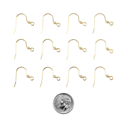 Stainless Steel Ear Wires - 18K Gold Plated - 6 Pairs with dime