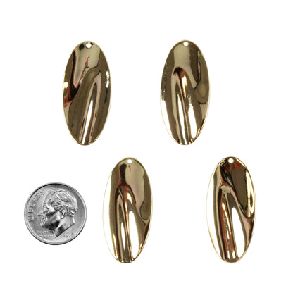 Brass Pendants - Oval Drops 18k Gold Plated - Pkg/4 with dime