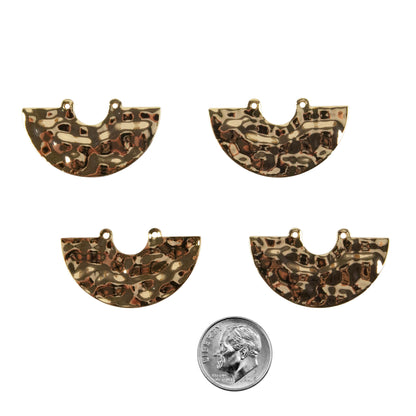 Brass Pendants - Half Round 18k Gold Plated - Pkg/4 with dime