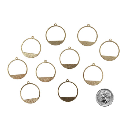 Brass Pendants - Ring - Pkg/10 with dime