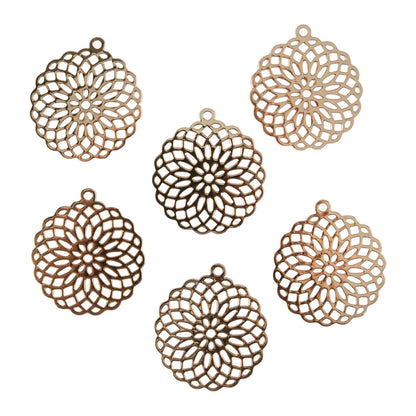 Brass Pendants - Spirograph Round - Pkg/6