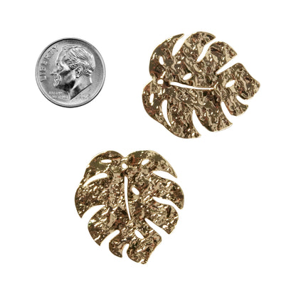 Brass Pendants - Monstera Leaf 18k Gold Plated - Pkg/2 with dime
