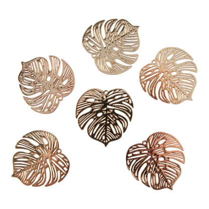 Brass Pendants - Etched Monstera Leaf Gold Plated - Pkg/6