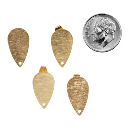 Brass Teardrop Stud Earring with Hole - Pkg/4 with dime