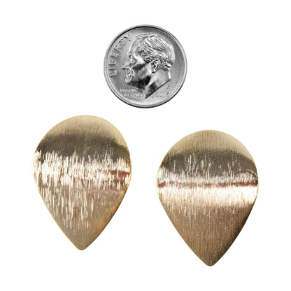 Brass Large Teardrop Stud Earring with Loop - 18k Gold Plated - Pkg/2 with dime