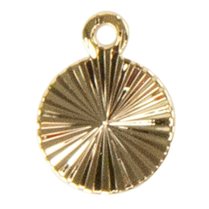 Brass Charm  - Round Burst 18k Gold Plated - 