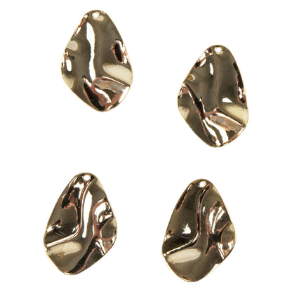 Brass Charm  - Wavy Nugget 18k Gold Plated - Pkg/4