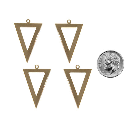 Brass Pendant - Inverted Triangle - Pkg/4 with dime