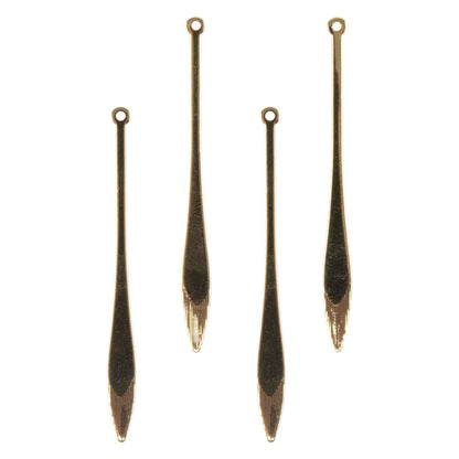 Brass Pendant - Long Drop - 18k Gold Plated - Pkg/4