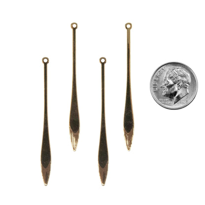 Brass Pendant - Long Drop - 18k Gold Plated - Pkg/4 with dime