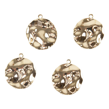 Brass Pendant - Wavy Round 18k Gold Plated - Pkg/4