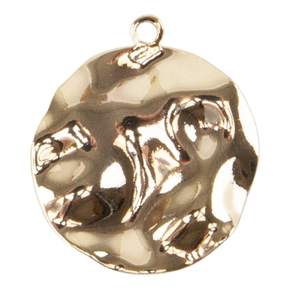 Brass Pendant - Wavy Round 18k Gold Plated - 