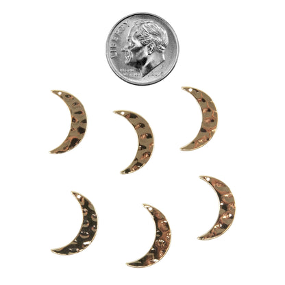 Brass Pendant - Moon 18k Gold Plated - Pkg/6 with dime