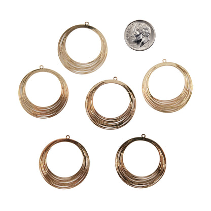 Brass Pendant - Rings - Pkg/6 with dime