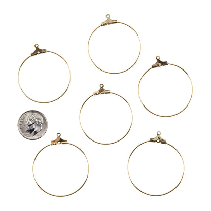 Brass Pendants - Hoops 18k Gold Plated - Pkg/6 with dime