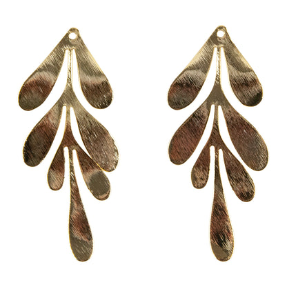 Brass Pendants - Grass - 18k Gold Plated - Pkg/2