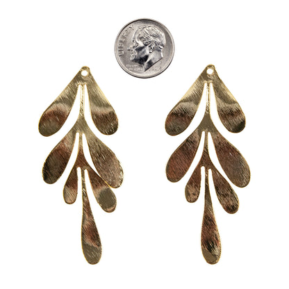 Brass Pendants - Grass - 18k Gold Plated - Pkg/2 with dime