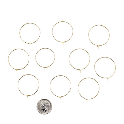 Brass Earring Hoop Wine Glass Charm Rings - Pkg/10 with dime