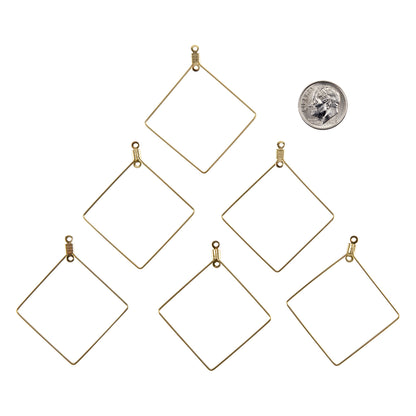 Stainless Steel Pendant - Rhombus - Golden Color -  Pkg/6 with dime