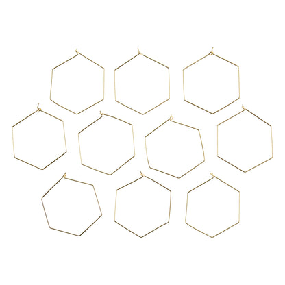 Brass Earring Hook Pendant - Hexagon - 18k Gold Plated - Pkg/10