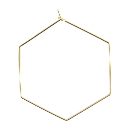 Brass Earring Hook Pendant - Hexagon - 18k Gold Plated -