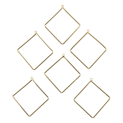 Brass Pendants - Rhombus - 18k Gold Plated - Pkg/6