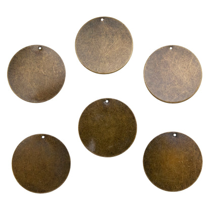 Brass Round Stamping Blank Pendant - Antique Bronze - Pkg/6
