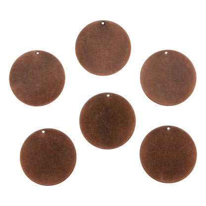 Brass Round Stamping Blank Pendant - Red Copper - Pkg/6