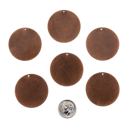 Brass Round Stamping Blank Pendant - Red Copper - Pkg/6 with dime