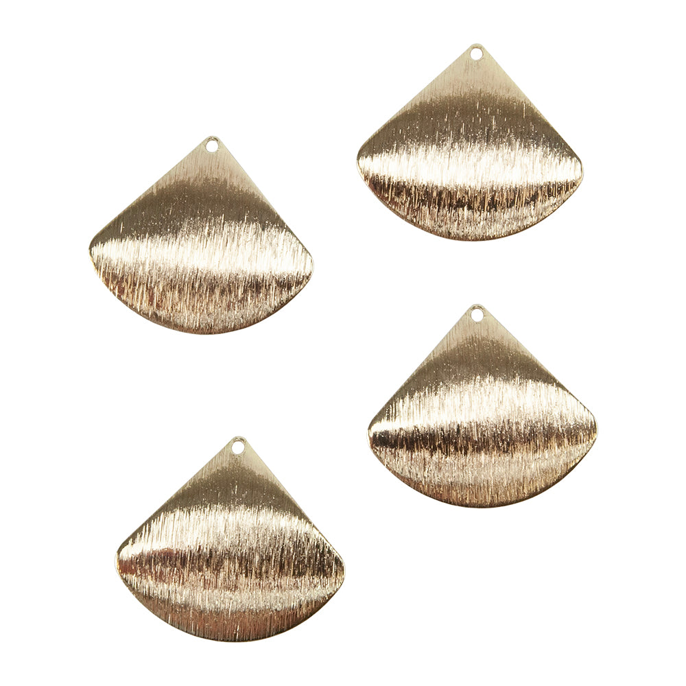 4 Brass Pendants - Fan - 18k Gold Plated