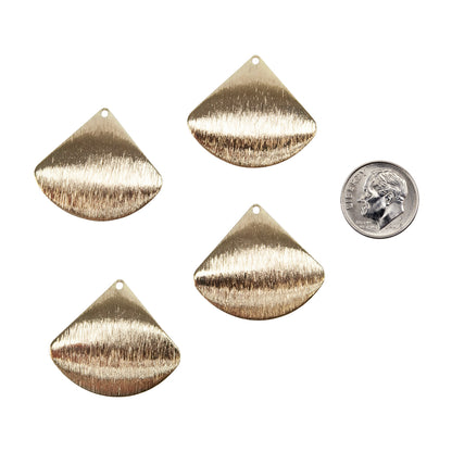 Brass Pendants - Fan - 18k Gold Plated - Pkg/4 with dime