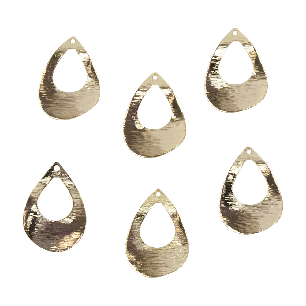 6 Brass Pendants - Teardrop