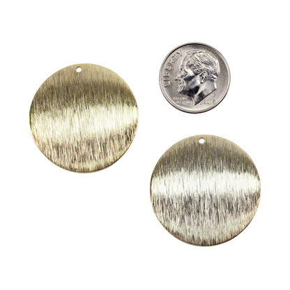 Brass Pendants - Round - Pkg/2 with dime