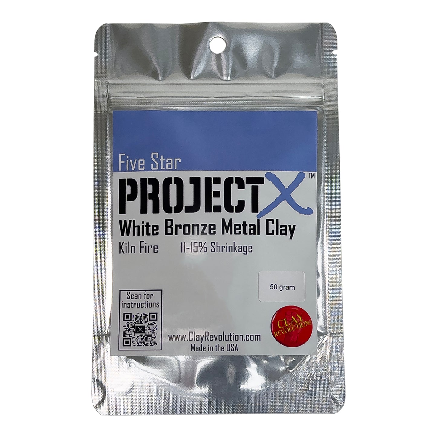 50gm package of Five Star Project X White Bronze Clay