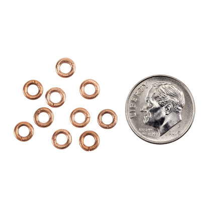 Copper Plate Closed Jump Ring - Round 5mm Pkg/10 with dime