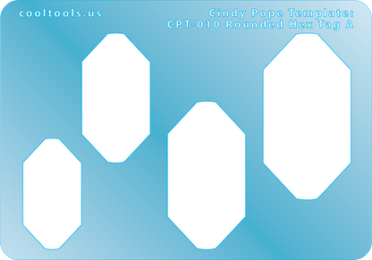 blue plastic Cindy Pope Template - Rounded Hex Tag A