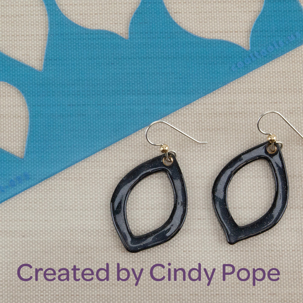 Cindy Pope Template - Flame Leaf sample powder coated earrings