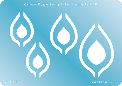 blue plastic Cindy Pope Template - Flame Leaf B