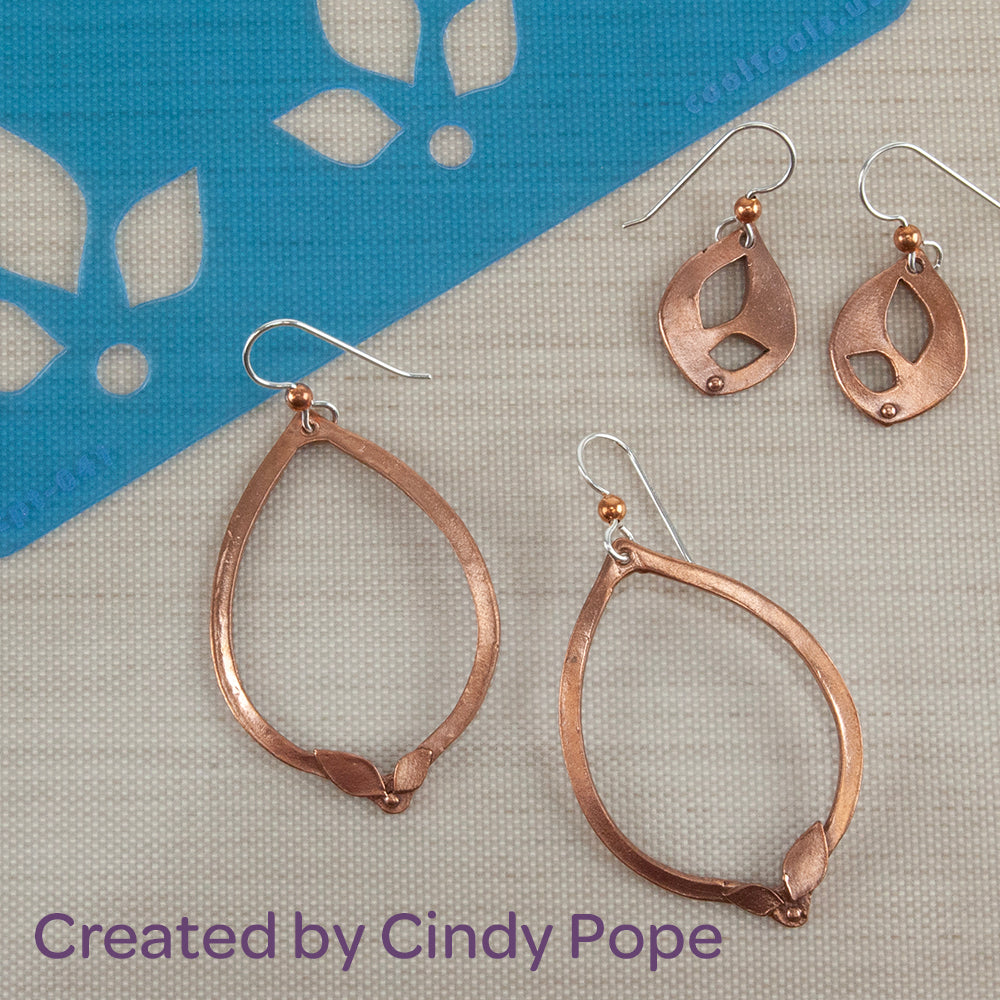 Cindy Pope Template - Leaf Cutout samples in cyprus copper clay