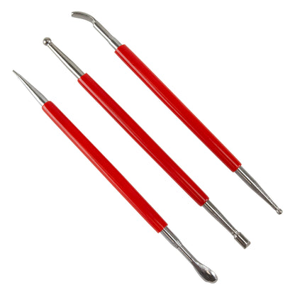 Stainless Steel Double Ended Sculpting Carving Tools - Set of 3

These double ended sculpting carving tools give you more options to shape your clay pieces into the masterpiece you envision. Can also be used as ball burnishers and even a scooping tool. Features a comfort grip.&nbsp;