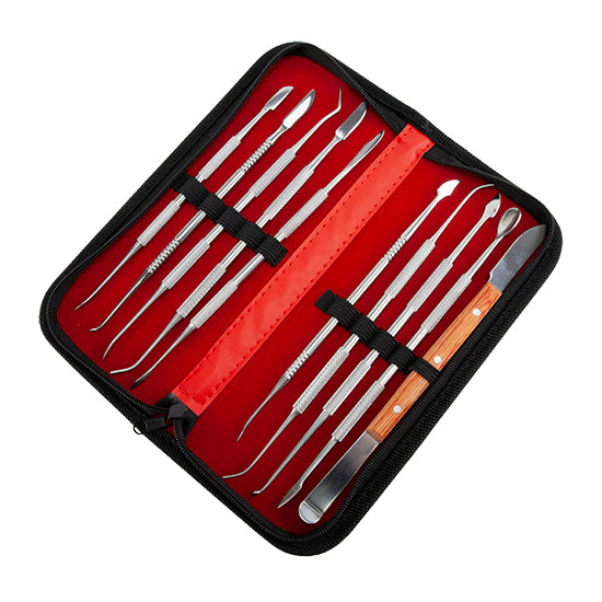 Stainless Steel Double Ended Sculpting & Carving Tools in Case - Set/10