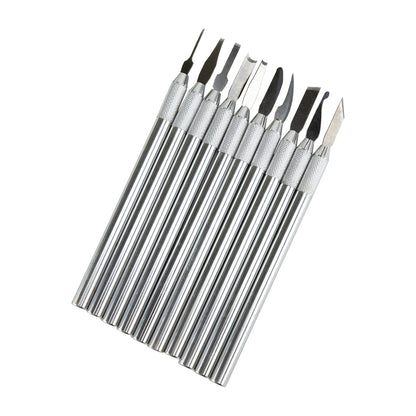Clay Sculpting &amp; Carving Tools

Use this 10 piece set of sculpting tools to carve or sculpt metal clay and polymer clay. Each tool features a comfort grip&nbsp;and&nbsp;different shaped tip for a variety of design options.&nbsp;