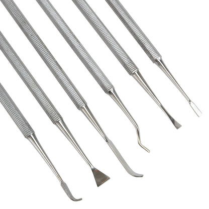 metal Carving Set 6 Piece Sharp Edge

Set of 6 stainless steel carving tools with sharp edges. Fabulous shapes for cleaning inside tight spots and carving and sculpting metal clay both wet and dry. Comfortable to hold. A dream to use with leather hard metal. Each tool is 7" long.