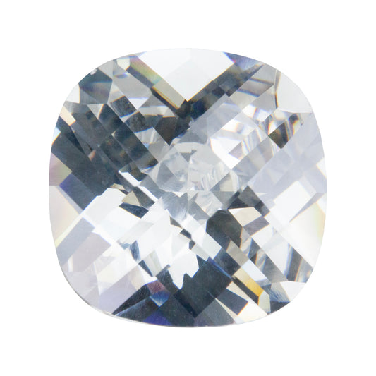 Cubic Zirconia - White Diamond - Cushion - Checkerboard