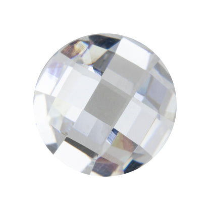 Cubic Zirconia - White Diamond - Cabochon Round - Checkerboard